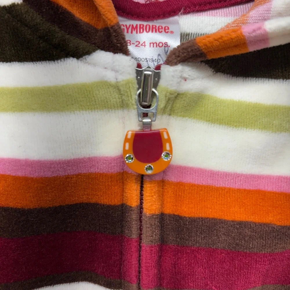 Gymboree Baby Toddler‎ Girls Velour Striped Zip Hoodie Jacket 18-24 Months